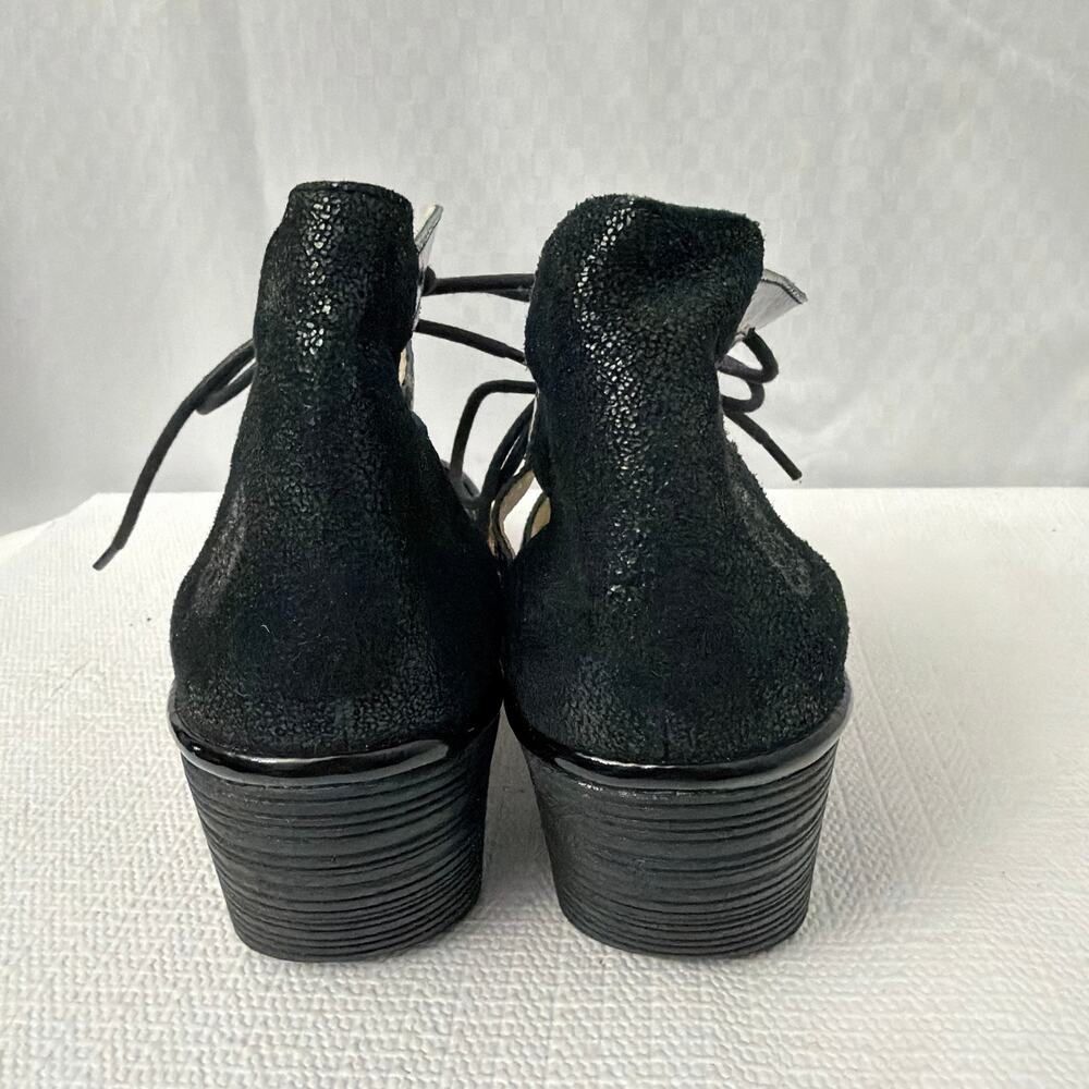 Fly London Want Sandals Womens Size 7 Gladiator Black Patent Leather - Picture 7 of 11